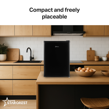 STARCREST Compact Single Door Refrigerator SF-660BLK, Class E, 66 L Capacity, Ice Compartment, H 63 cm, Black [4]