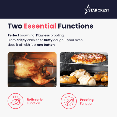 STARCREST Electric Oven SO-4520BK, 45L, 1800W, Rotisserie, Convection, 12 Preset Programs, Digital Interface, Black [6]
