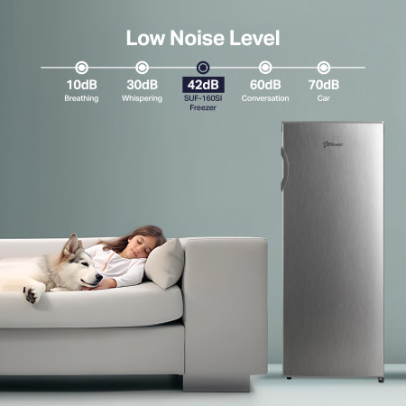 STARCREST Freezer SUF-160SI, 160 L, Energy Class E, Adjustable Thermostat, Reversible Doors, Height 142 cm, Silver [5]