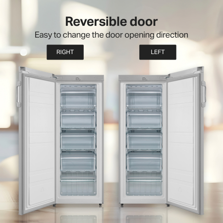 STARCREST Freezer SUF-160SI, 160 L, Energy Class E, Adjustable Thermostat, Reversible Doors, Height 142 cm, Silver [6]