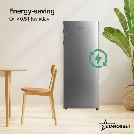 STARCREST Freezer SUF-160SI, 160 L, Energy Class E, Adjustable Thermostat, Reversible Doors, Height 142 cm, Silver [3]