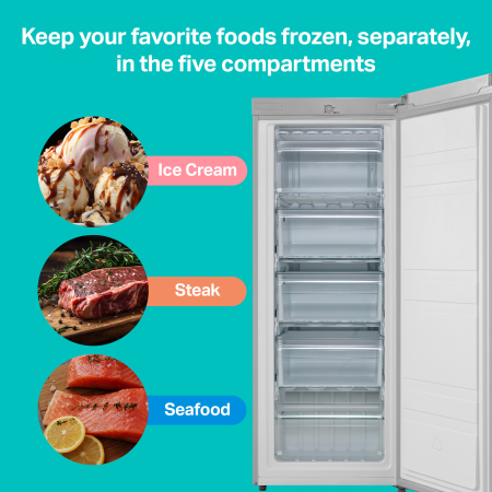 STARCREST Freezer SUF-160SI, 160 L, Energy Class E, Adjustable Thermostat, Reversible Doors, Height 142 cm, Silver [4]