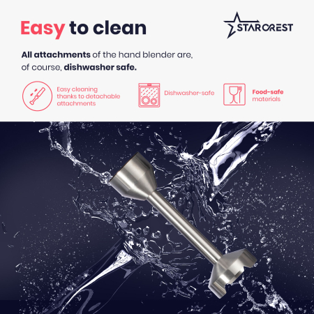 STARCREST Hand Blender SBS-1509PRO, 1200W, Chopper, Whisk, Measuring Cup, 9 Speeds, Turbo, Stainless Steel / Black [4]
