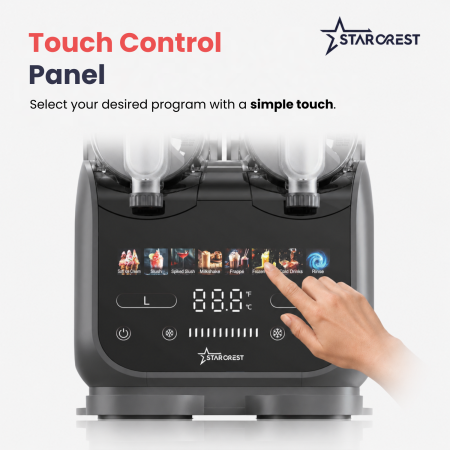 STARCREST IceMix SSI-2536PRO Dual Slushy / Ice Cream Machine, 5 L (2 x 2.5 L), Touch Control Panel, 8 Programs, Grey/Black [2]