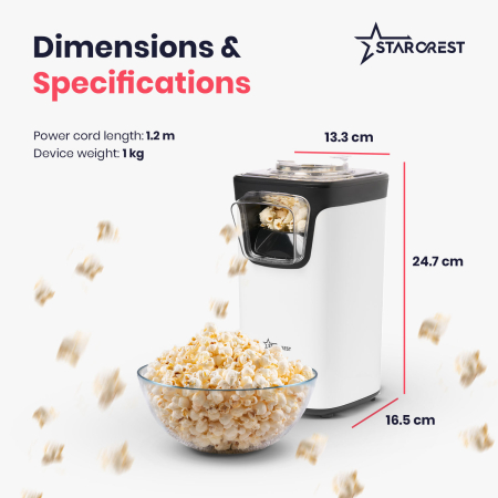 STARCREST Popcorn Maker SPM-1100WH, 1100W, White/Black [5]