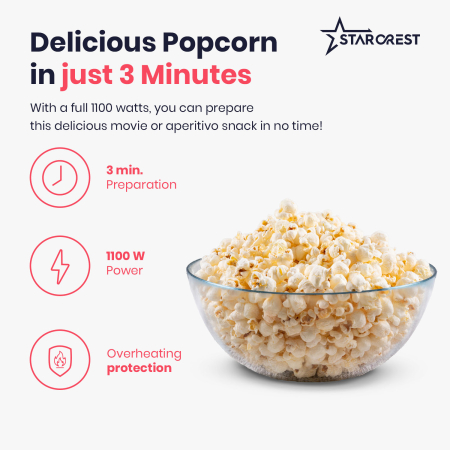 STARCREST Popcorn Maker SPM-1100WH, 1100W, White/Black [2]