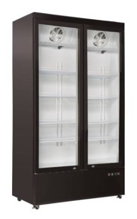 Large Appliances - STARCREST Professional Double Door Refrigerated Display Case SPS-2D663, 630 L, 0-10℃, Temperature Display, Digital Control Panel, LED Lighting, H 212 cm