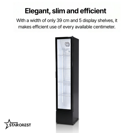 Starcrest Professional Refrigerated Display Case SPS-150BK, 150 L, Temperature Display, Digital Control Panel, LED Lighting, Height 188 cm [6]