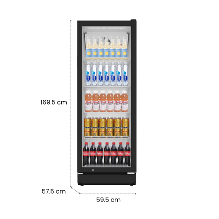 STARCREST Professional Refrigerated Display Case SPS-300BK, 300 L, Adjustable Thermostat, LED Lighting, H 169.5 cm, Black [6]
