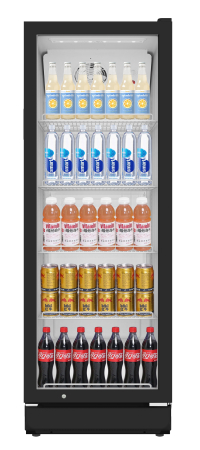 Refrigerated Display Case - STARCREST Professional Refrigerated Display Case SPS-300BK, 300 L, Adjustable Thermostat, LED Lighting, H 169.5 cm, Black