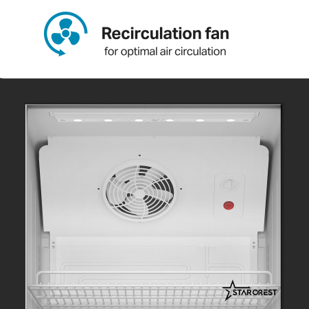 STARCREST Professional Refrigerated Display Case SPS-300BK, 300 L, Adjustable Thermostat, LED Lighting, H 169.5 cm, Black [5]