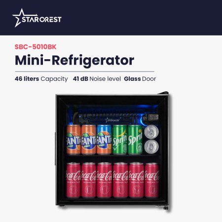 STARCREST Refrigerated Display Case SBC-5010BK, 46 L, Temperature Control, Glass Door, Height 48.8 cm, Black [2]