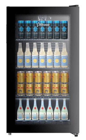 Refrigerated Display Case - STARCREST Refrigerated Display Case SBC-9901BKE, 93 L, Adjustable Thermostat, LED Lighting, Glass Door, Height 84.5 cm, Black