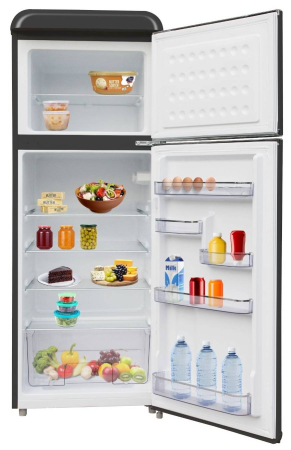 STARCREST retro two-door refrigerator SRF-208BK, 208 L, Energy Class E, Vintage design, LED lighting, Adjustable thermostat, Height 147 cm, Black [1]