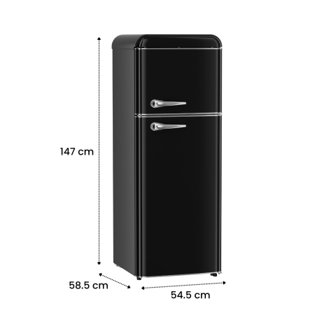 STARCREST retro two-door refrigerator SRF-208BK, 208 L, Energy Class E, Vintage design, LED lighting, Adjustable thermostat, Height 147 cm, Black [7]