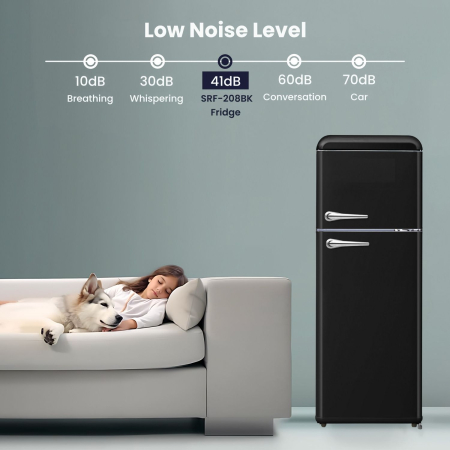 STARCREST retro two-door refrigerator SRF-208BK, 208 L, Energy Class E, Vintage design, LED lighting, Adjustable thermostat, Height 147 cm, Black [4]