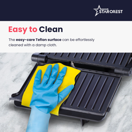 STARCREST Sandwich Maker Grill Panini SGR-2314, 1000 W, Non-stick Plates, 180° Opening, Cooking Surface 23 x 14 cm, Black [5]