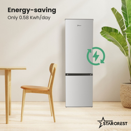 STARCREST SC-268IX-E Refrigerator-Freezer, 268 L, Energy Class E, Less Frost, Adjustable Thermostat, LED Lighting, Fingerprint-Resistant Stainless Steel Finish, Adjustable Feet, Reversible Doors, 178 [3]