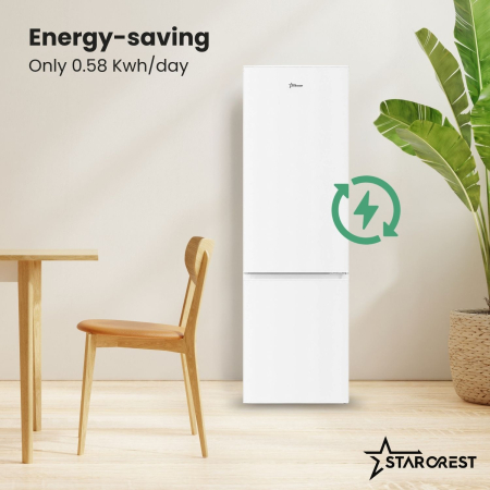 STARCREST SC-268WH-E fridge freezer, 268 L, Energy Class E, Less Frost, Adjustable thermostat, LED lighting, Adjustable feet, Reversible doors, Height 178 cm, White [3]