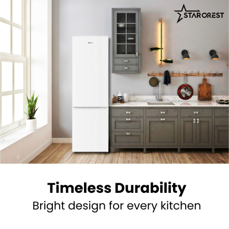 STARCREST SC-268WH-E fridge freezer, 268 L, Energy Class E, Less Frost, Adjustable thermostat, LED lighting, Adjustable feet, Reversible doors, Height 178 cm, White [5]