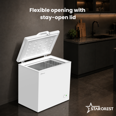 STARCREST SCF-195WHE chest freezer, Class E, 195L capacity, Convertible system - refrigerator function, Adjustable thermostat, White [2]