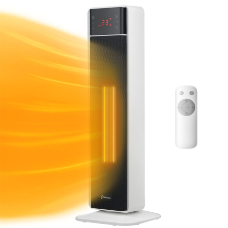 Heating and Air Conditioning - STARCREST SCH-T30BK Ceramic Heater, 2000W, Digital Control, Oscillation Function, Remote Control, Fan Function, Timer, Tip-Over Protection, Overheat Protection