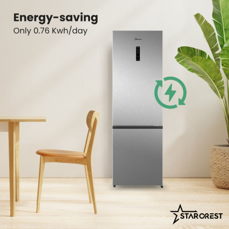 STARCREST SCN-405D-IX fridge freezer, 405 L, Total No Frost, Energy Class E, Digital display, LED lighting, Anti-fingerprint stainless steel surface, Reversible doors, Height 185.5 cm, Stainless steel [3]