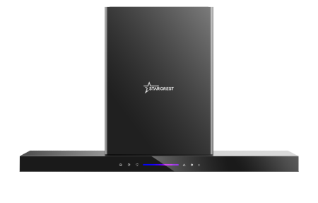 Large Appliances - STARCREST SDH-9100BK decorative built-in hood, 500 m³/h extraction power, touch control, LED lighting, Energy Class A+, 90 cm, black + black glass