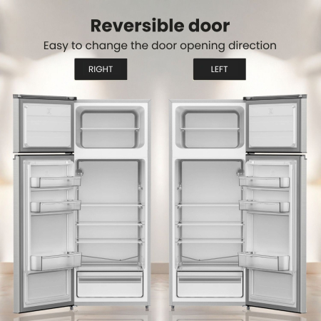 STARCREST SF-210IX-E 2-door refrigerator, 210 L, Energy Class E, LED lighting, Anti-fingerprint stainless steel, Adjustable thermostat, Reversible doors, Height 143 cm, Stainless steel [8]