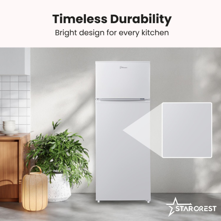 STARCREST SF-210WH-E 2-door refrigerator, 210 L, Energy Class E, LED lighting, Adjustable thermostat, Reversible doors, Height 143 cm, White [4]