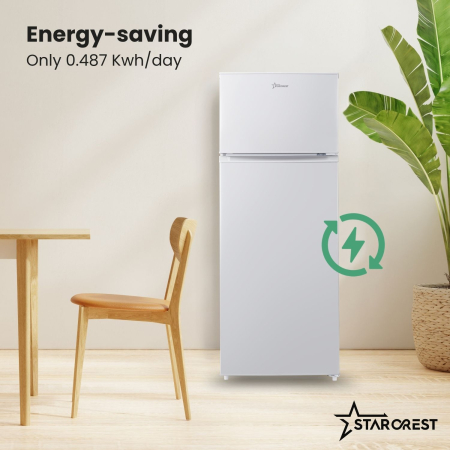 STARCREST SF-210WH-E 2-door refrigerator, 210 L, Energy Class E, LED lighting, Adjustable thermostat, Reversible doors, Height 143 cm, White [3]