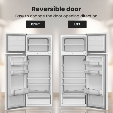 STARCREST SF-210WH-E 2-door refrigerator, 210 L, Energy Class E, LED lighting, Adjustable thermostat, Reversible doors, Height 143 cm, White [8]