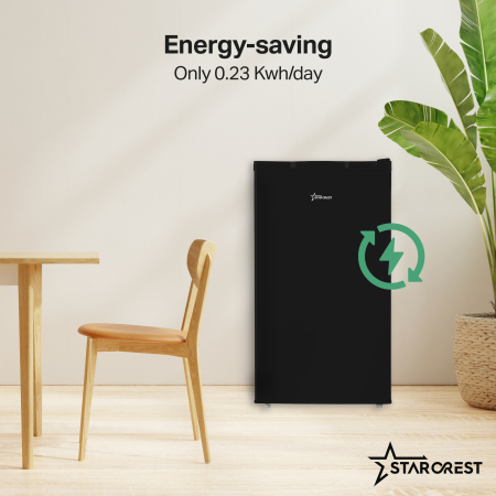 STARCREST Single Door Refrigerator SF-85BK-E, 85 L, Energy Class E, Interior Lighting, Ice Compartment, Height 82 cm, Black [4]