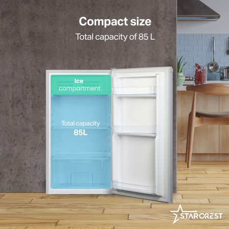 STARCREST Single Door Refrigerator SF-85SL-E, Energy Class E, 85L Capacity, Interior Lighting, Ice Compartment, Height 82 cm, Grey [2]