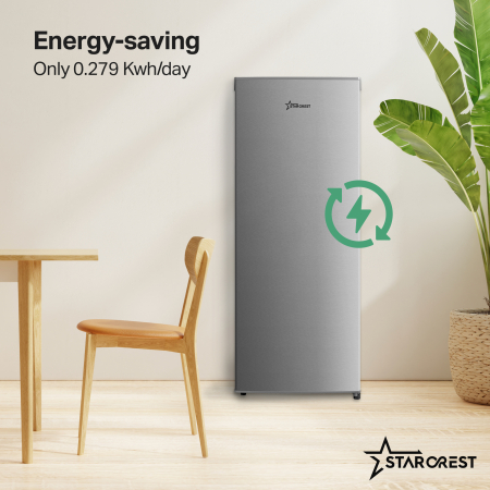 STARCREST Single Door Refrigerator SFL-230IXE, 230 L, Energy Class E, Adjustable Thermostat, Adjustable Shelves, Height 142 cm, Stainless Steel [3]