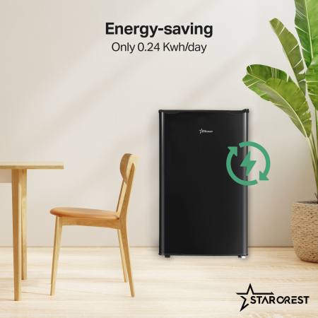STARCREST Single Door Refrigerator SFL-92BKE, 92 L, Energy Class E, Interior Lighting, Height 83 cm, Black [3]