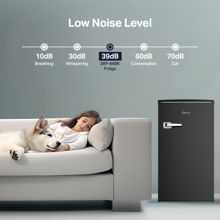 STARCREST Single Door Refrigerator SRF-86BK, Vintage Design, 85L, Energy Class E, Interior Lighting, Height 84 cm, Black [6]