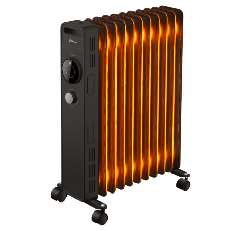 Heating and Air Conditioning - STARCREST SOH-1123MBK Oil-Filled Electric Radiator, 2300 W, 11 Elements, 3 Power Levels, Mechanical Thermostat, Overheat Protection, Tip-Over Safety, Black