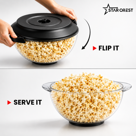 STARCREST SPM-8055RD Popcorn Maker, 800W, 4-Minute Preparation Time, 5.7 L Serving Bowl, Removable Cooking Plate, Red [3]