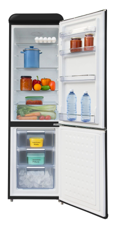 STARCREST SRC-250BK Retro Refrigerator-Freezer, Vintage Design, Class E, 250 L Capacity, Adjustable Thermostat, LED Lighting, Height 188.3 cm, Black [1]