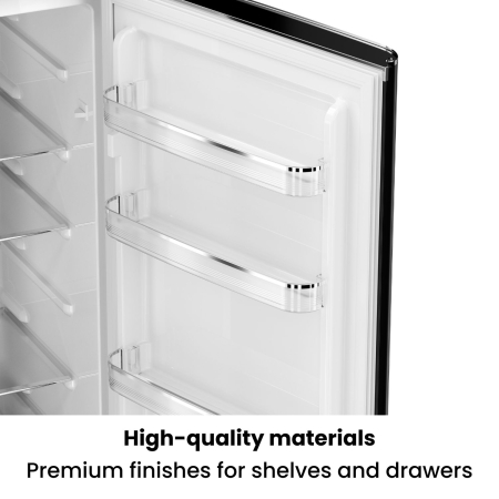 STARCREST SRC-250BK Retro Refrigerator-Freezer, Vintage Design, Class E, 250 L Capacity, Adjustable Thermostat, LED Lighting, Height 188.3 cm, Black [6]