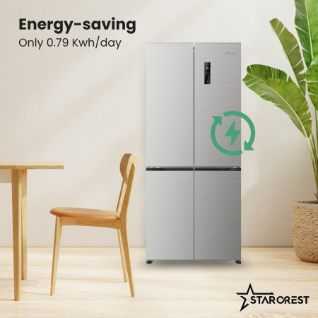 STARCREST SSCD-463IXE Side-by-Side Refrigerator, 463 L, Class E, Full No Frost, Inverter Compressor, Digital Display, 81 L Convertible Compartment, H 192 cm, Stainless Steel [3]