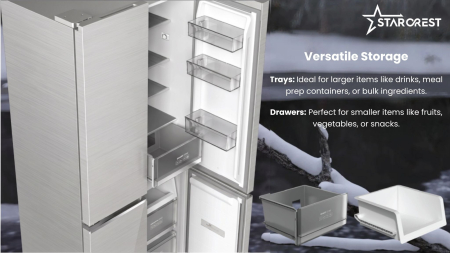 STARCREST SSCD-463IXE Side-by-Side Refrigerator, 463 L, Class E, Full No Frost, Inverter Compressor, Digital Display, 81 L Convertible Compartment, H 192 cm, Stainless Steel [7]