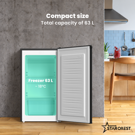 STARCREST SUF-63BK Freezer, Class E, 63 L Capacity, 3 Drawers, H 82.5 cm, Black [2]