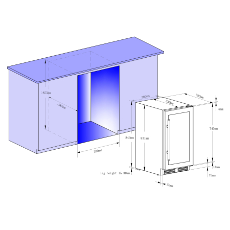 STARCREST SWN-8028DZ Built-in Wine Cooler, 80L, 28 Bottles, Beech Wood Shelves, 2 Cooling Zones, Electronic Control, Display, LED Interior Lighting, 85.5 cm Height, Black [8]