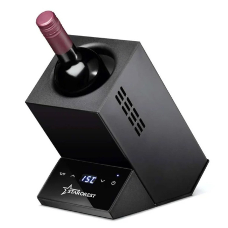 Wine Coolers - STARCREST Wine Cooler SWN-1BT , single bottle capacity, adjustable temperature 5-15°C, LED display, touch control, steel, black
