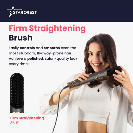 STARCREST Professional Hair Dryer SHD-5-1, 1300 W, 4 Accessories Included, 3 Speed Settings, 3 Heat Settings, Cool Air Button, Gray [5]