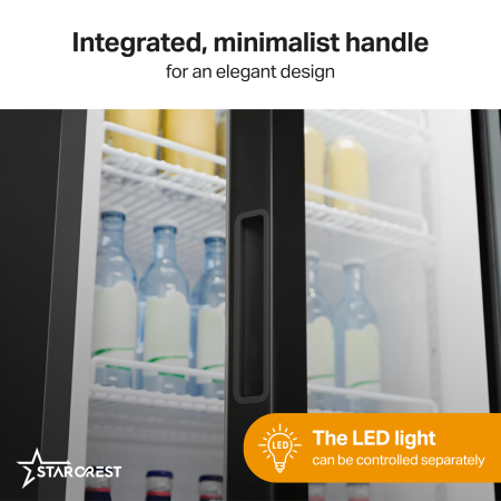 Vitrina frigorifica profesionala STARCREST SPS-350, 350 L, Termostat reglabil, Iluminare LED, H 194.5 cm, Negru [3]