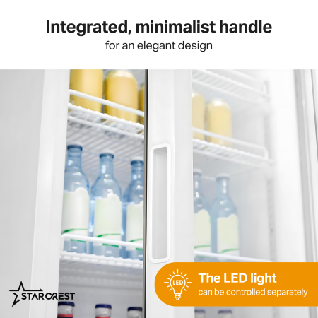 STARCREST Professional Refrigerated Display Case SPS-351WH, 350 L, Adjustable Thermostat, LED Lighting, H 194.5 cm, White [3]