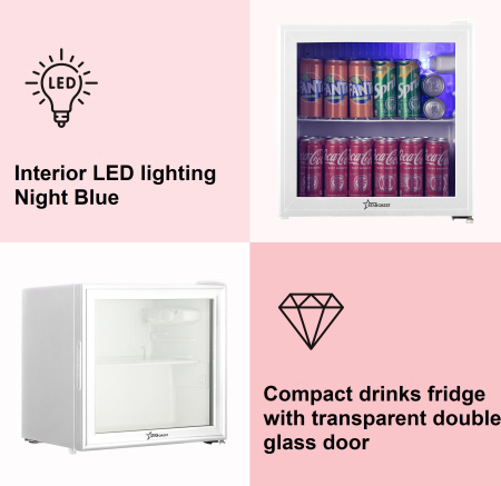 STARCREST Refrigerated Display Case SBC-51WHT, 46 L, Temperature Control, Glass Door, Height 48.8 cm, White [1]